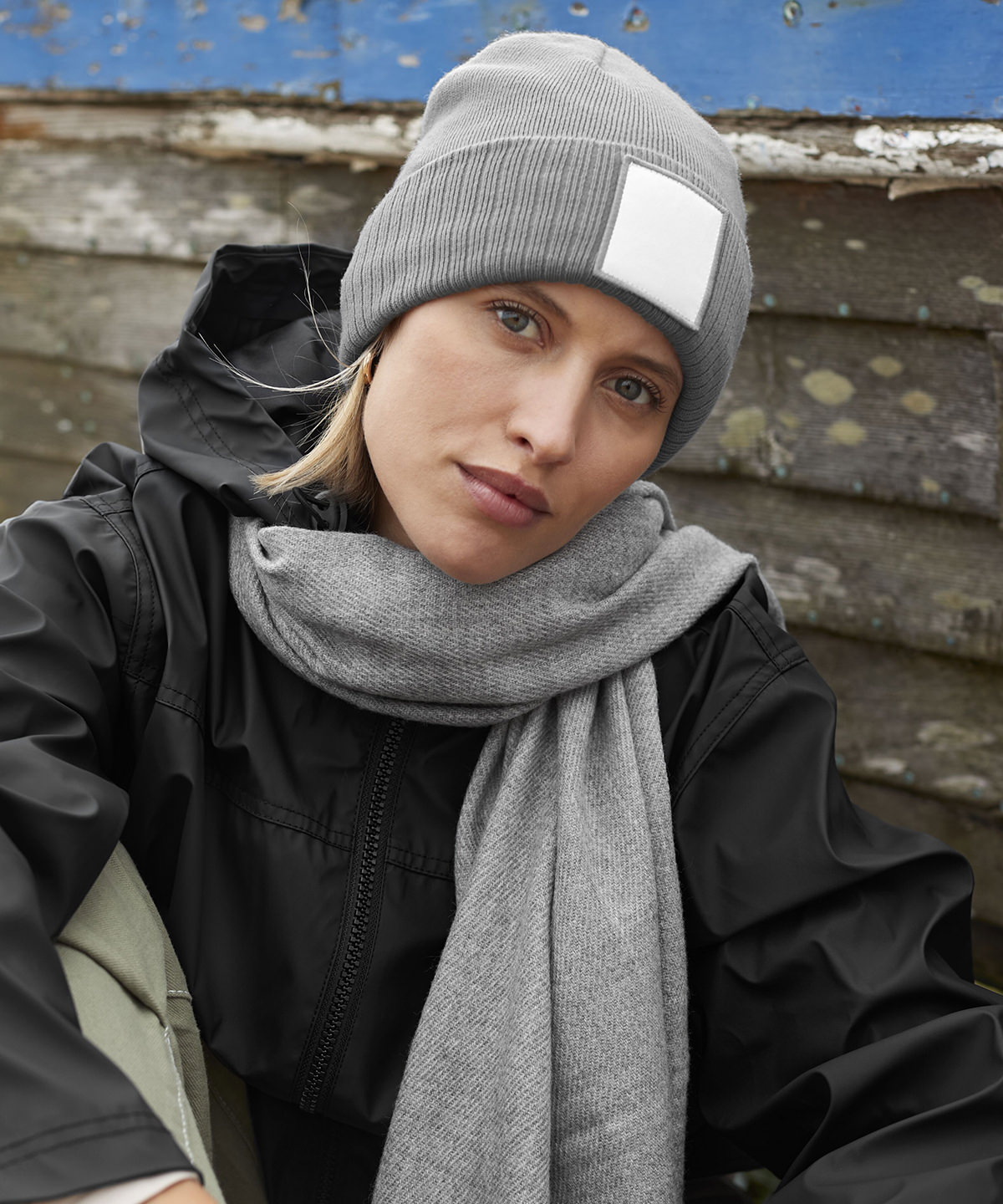Appliqué patch beanie Beechfield Recycled Cuffed Beanie – Eco Winter Hat with Full Length