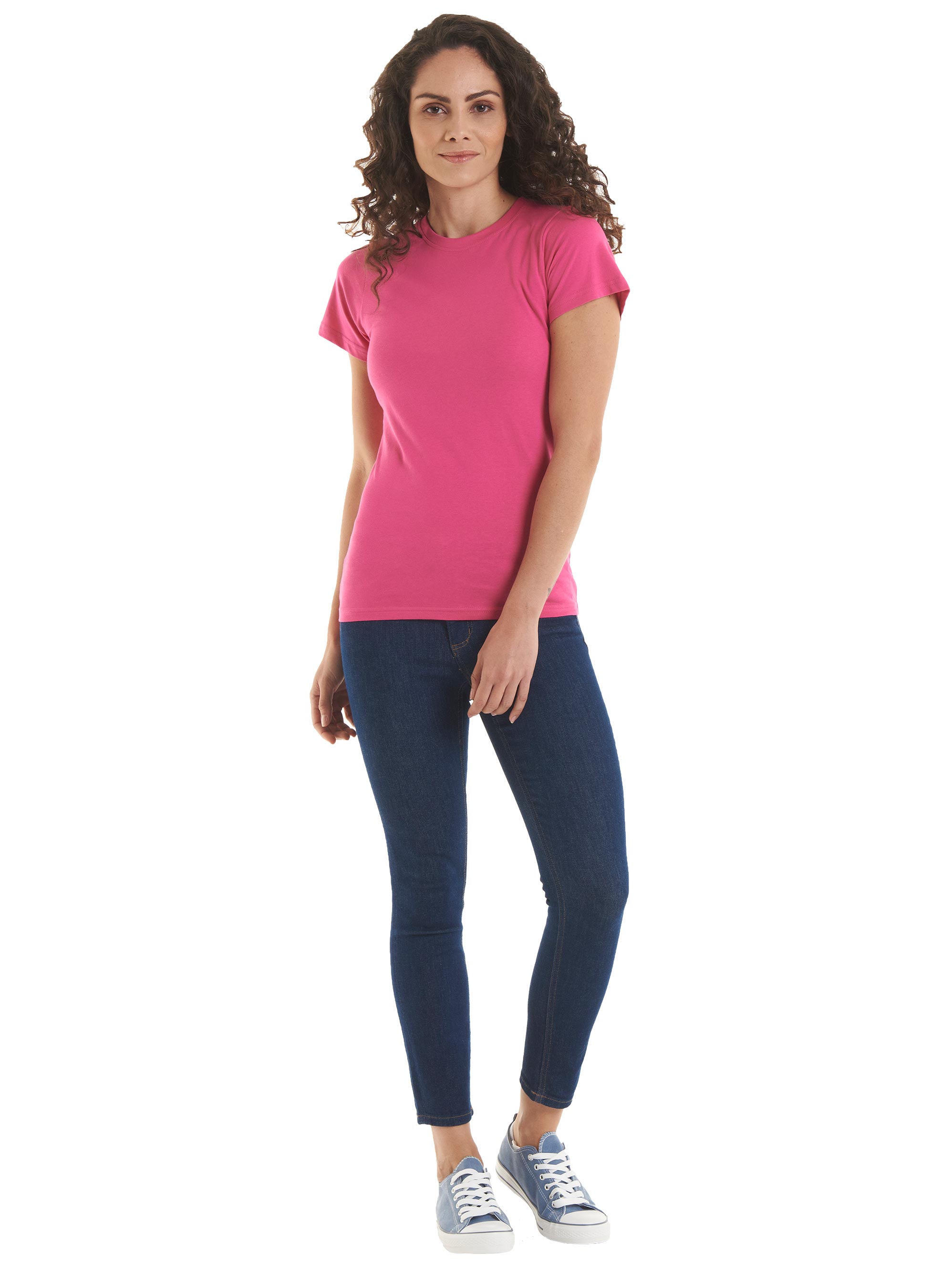 Ladies Classic Cotton T-Shirt Crew Neck 100% Cotton Women's Casual T-shirts
