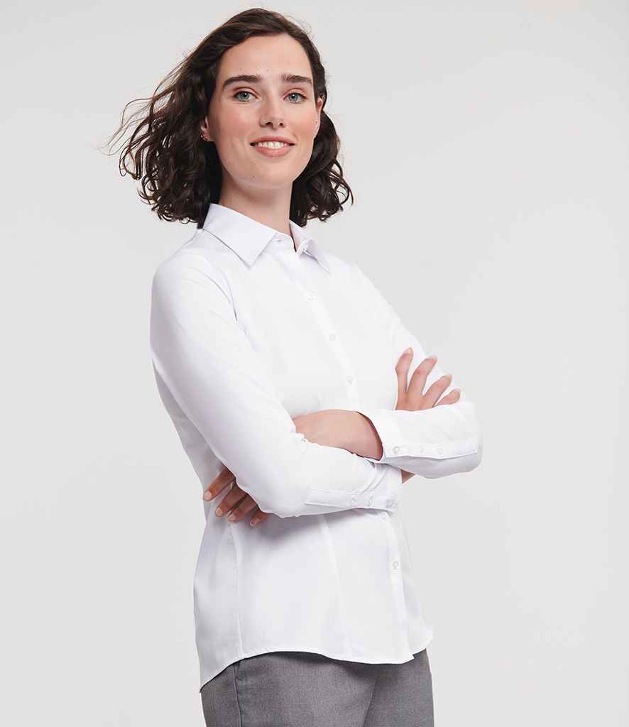 Russell Athletic Collection Ladies Long Sleeve Herringbone Shirt